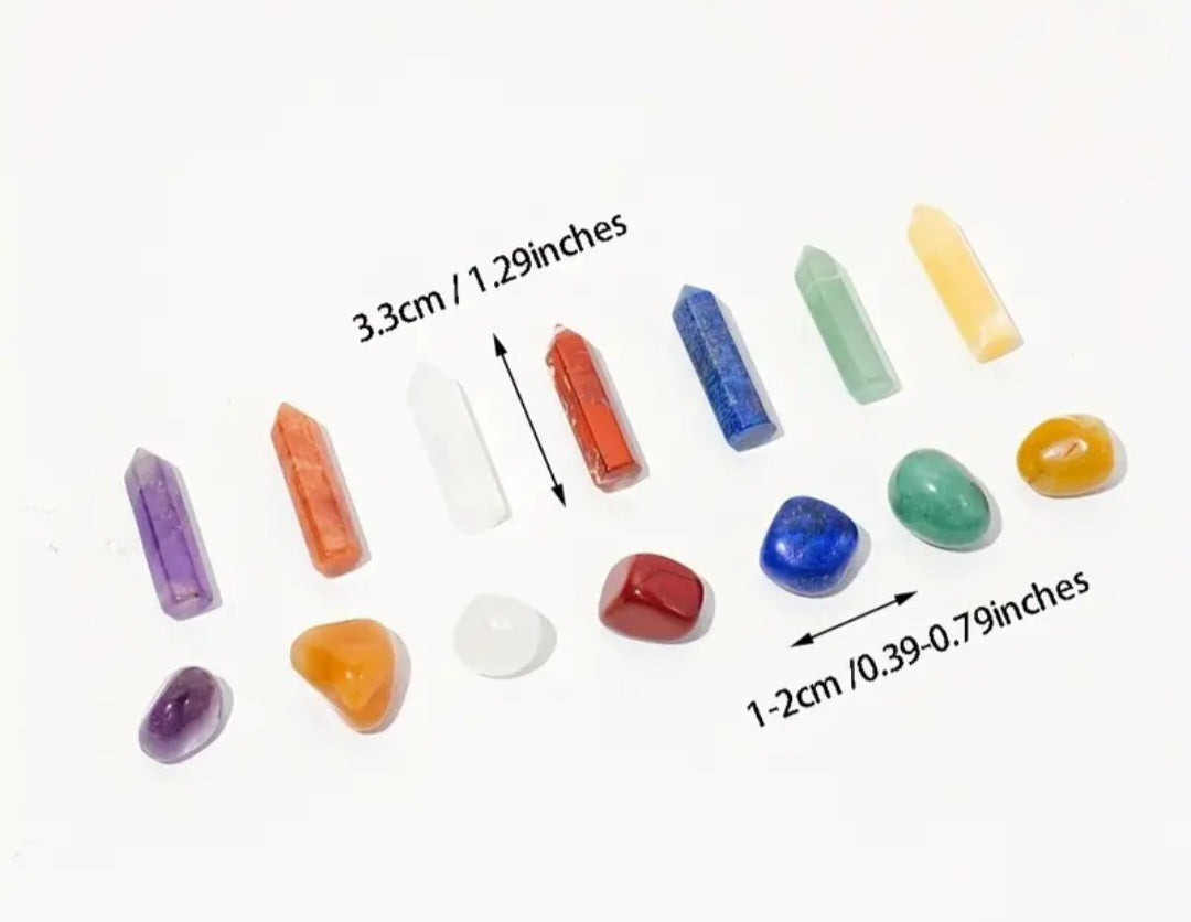 14pcs: 7 Chakra Crystal Set & 7 Crystal Wands