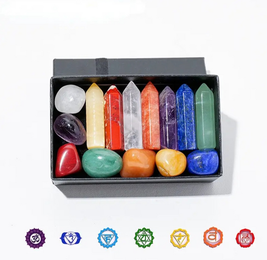 14pcs: 7 Chakra Crystal Set & 7 Crystal Wands